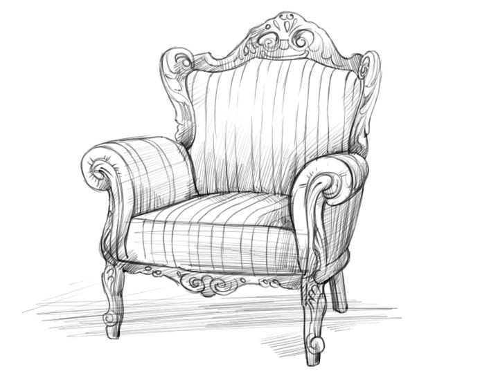 Эскиз дизайнерского стула.
